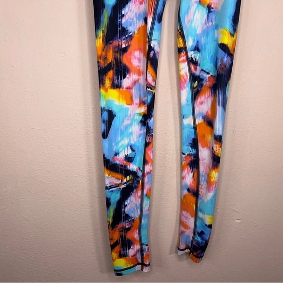 Small Dana Lou Fit Colorful Leggings Athletic Activewear Neon Blue Yellow Active - Picture 6 of 11